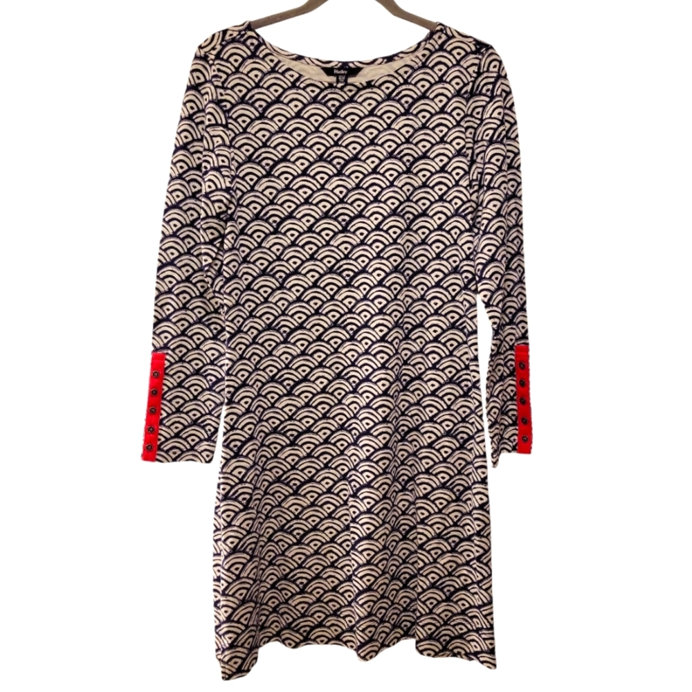 Hatley, Shift Dress, Long Sleeve, Pink on Sleeve w/ 5 Buttons, Women's sz M, L-